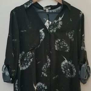 Black print blouse